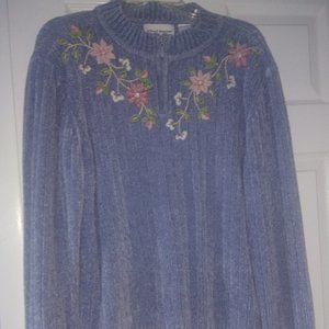 Embroidered Blue Sweater